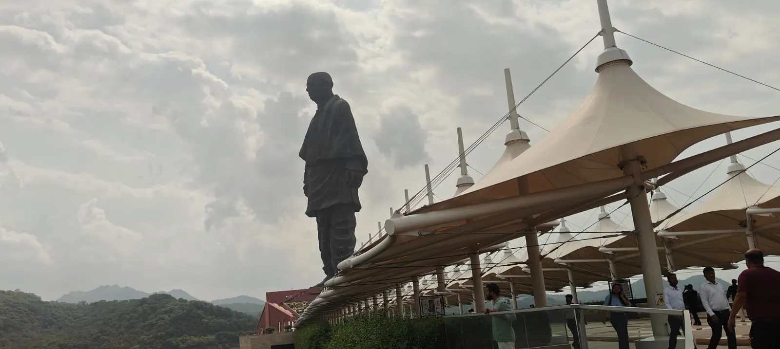 The Statue of Unity viewed from the visitor viewing gallery, Kevadia, Gujarat