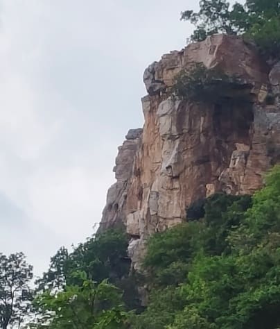 Close-up view of rocky cliffs near Tirupati